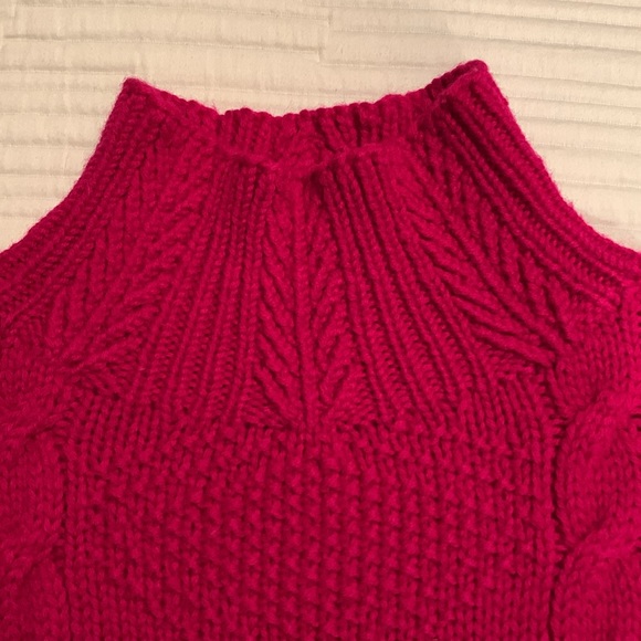 Ralph Lauren Vintage Deep Pink Mock-Neck Cable knit Women Heavy Sweater - Picture 6 of 13